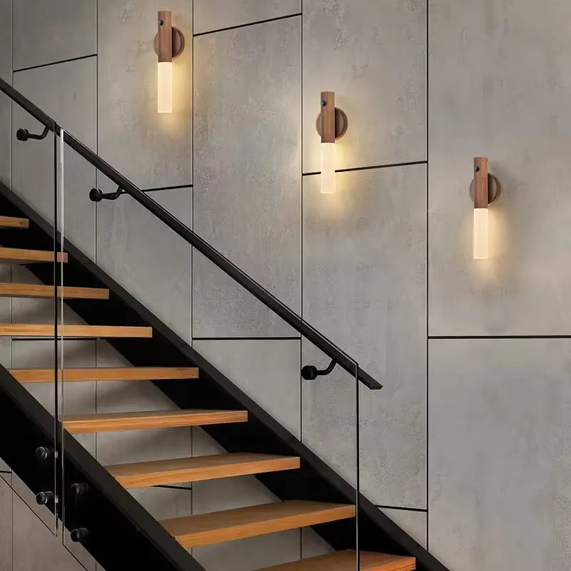 Smart Motion Sensor Night Light LED Rechargeable Magnetic Wall Lamp Portable for Hallway Bedroom Stairs Bathroom Cabinets Decor