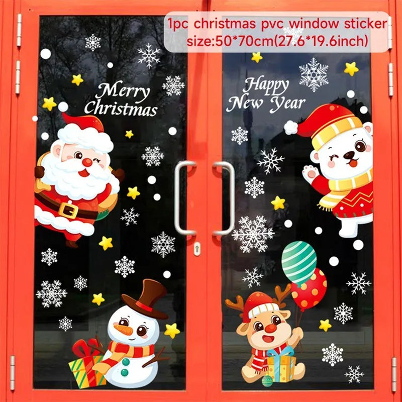 Christmas Window Stickers Christmas Wall Sticker Kids Room Wall Decals Merry Christmas Decorations for Home New Year Stickers