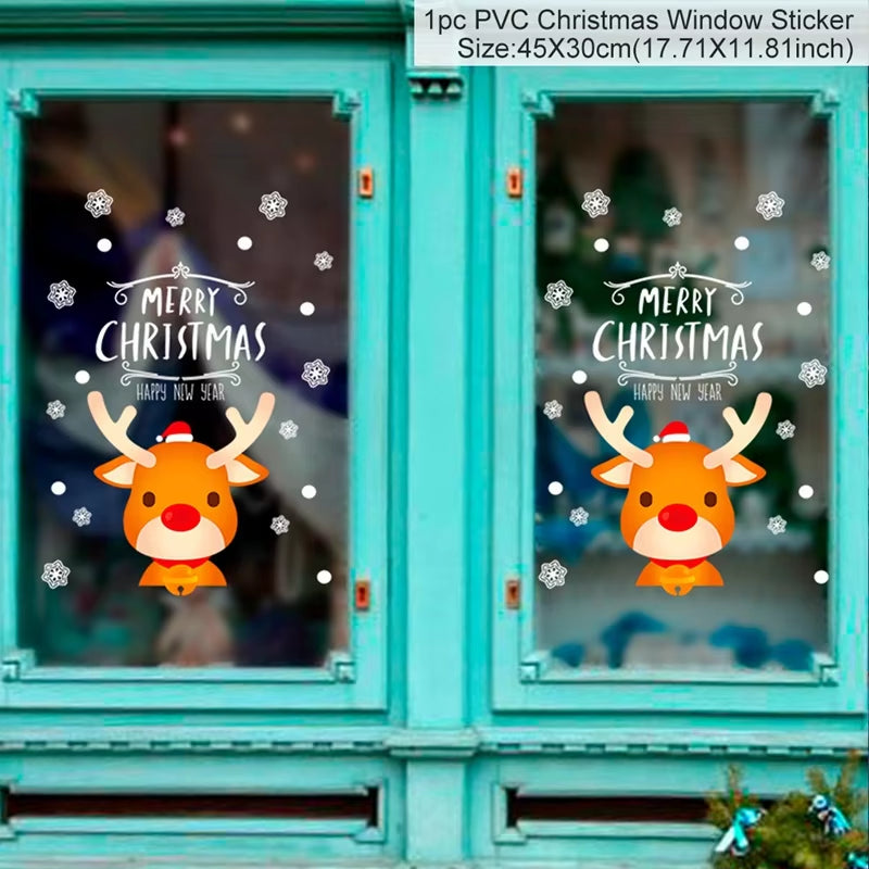 Christmas Window Stickers Christmas Wall Sticker Kids Room Wall Decals Merry Christmas Decorations for Home New Year Stickers