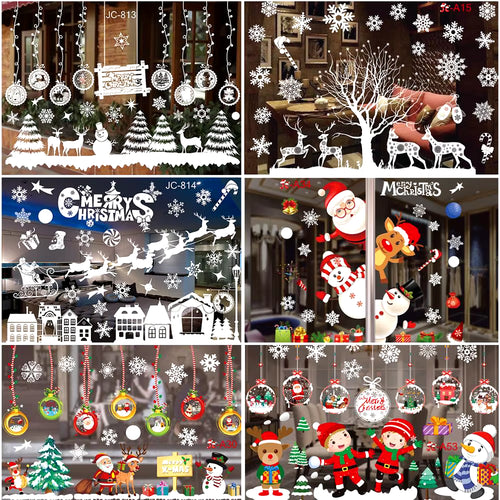 Christmas Window Stickers Christmas Wall Sticker Kids Room Wall Decals Merry Christmas Decorations for Home New Year Stickers
