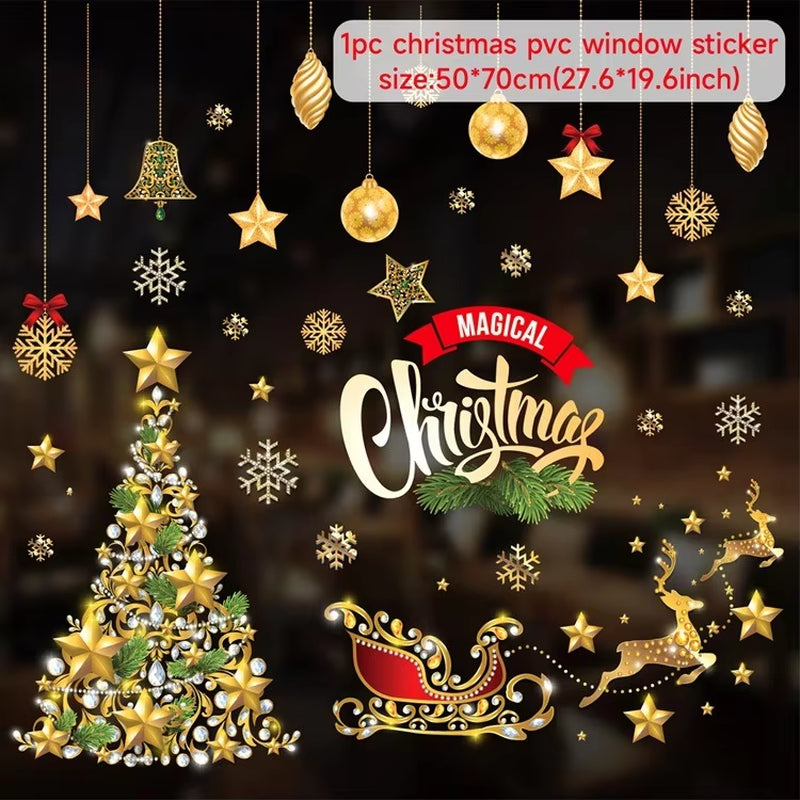 Christmas Window Stickers Christmas Wall Sticker Kids Room Wall Decals Merry Christmas Decorations for Home New Year Stickers