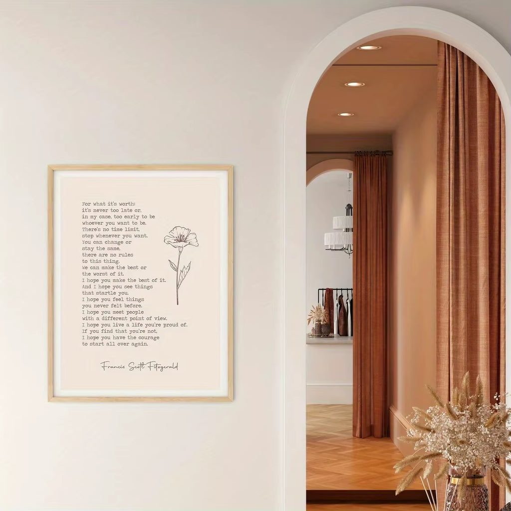 1Pc Simple Trendy Text Printing Poster, Simple Canvas Wall Decoration, Modern Art Home Decoration, Living Room Decoration