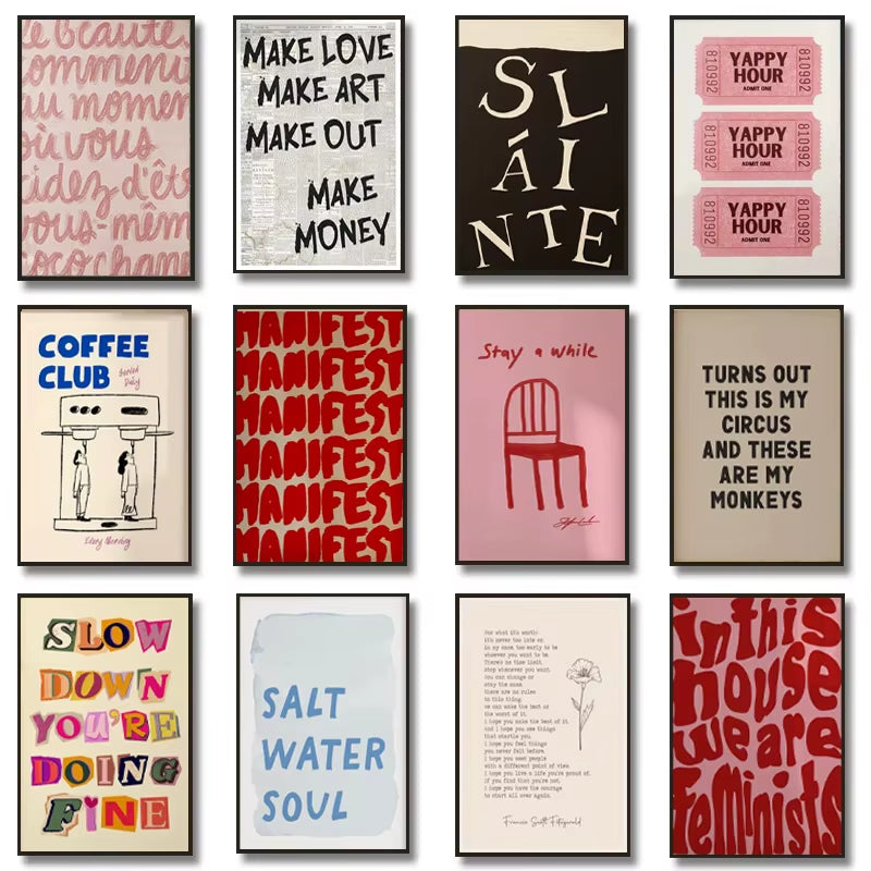 1Pc Simple Trendy Text Printing Poster, Simple Canvas Wall Decoration, Modern Art Home Decoration, Living Room Decoration