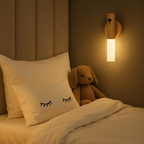 Magnetic Motion Sensor LED Night Light – Rechargeable Wooden Wall Lamp