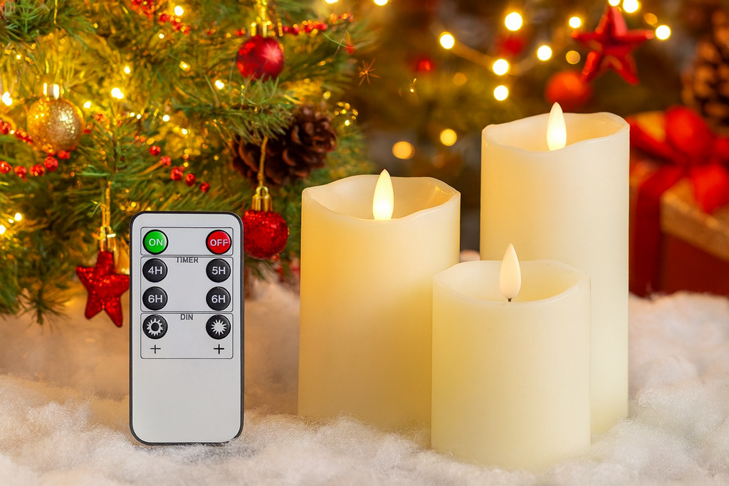 Flameless LED Candle Set with Remote Timer – Warm Yellow Acrylic Candles for Home Décor
