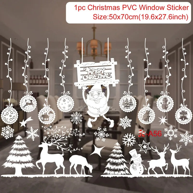 Christmas Window Stickers Christmas Wall Sticker Kids Room Wall Decals Merry Christmas Decorations for Home New Year Stickers