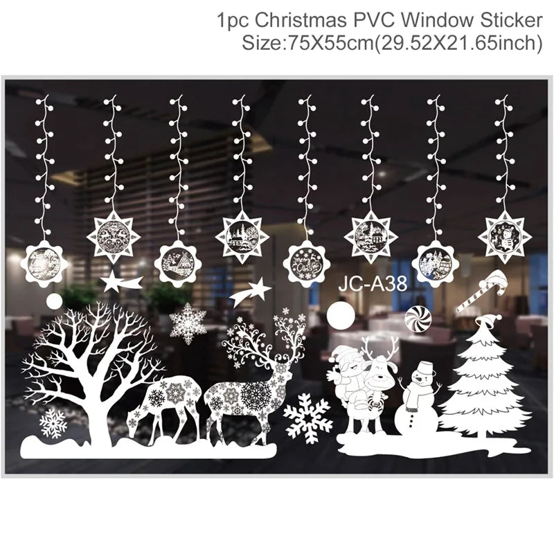 Christmas Window Stickers Christmas Wall Sticker Kids Room Wall Decals Merry Christmas Decorations for Home New Year Stickers