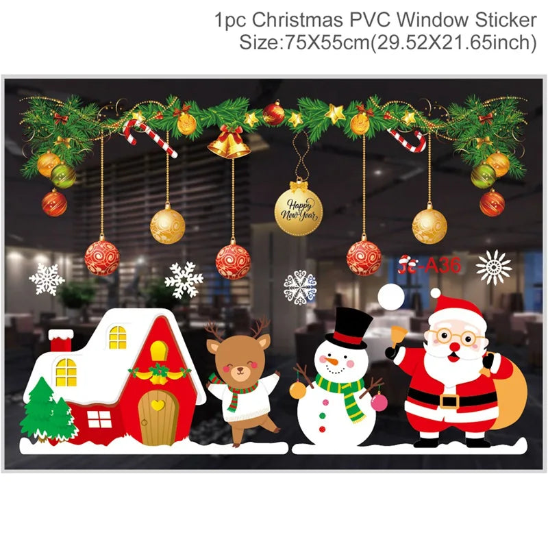 Christmas Window Stickers Christmas Wall Sticker Kids Room Wall Decals Merry Christmas Decorations for Home New Year Stickers
